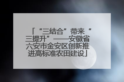 “三结合”带来“三提升”——安徽省六安市金安区创新推进高标准农田建设
