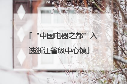 “中国电器之都”入选浙江省级中心镇