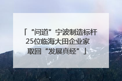 “问道”宁波制造标杆 25位临海大田企业家取回“发展真经”