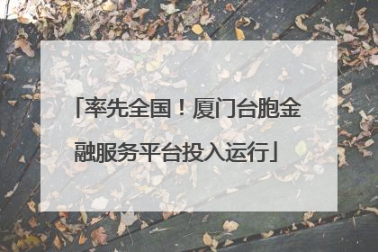 率先全国！厦门台胞金融服务平台投入运行