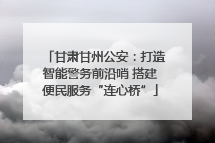 甘肃甘州公安：打造智能警务前沿哨 搭建便民服务“连心桥”