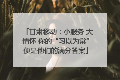 甘肃移动：小服务 大情怀 你的“习以为常”便是他们的满分答案