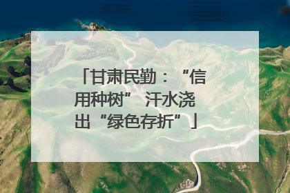 甘肃民勤：“信用种树” 汗水浇出“绿色存折”