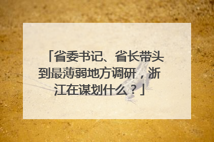 省委书记、省长带头到最薄弱地方调研，浙江在谋划什么？