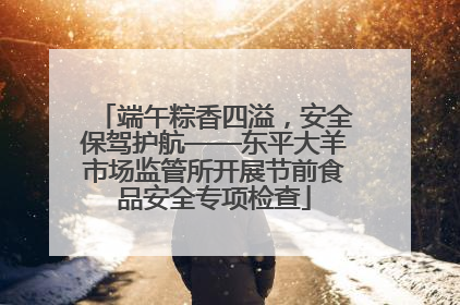 端午粽香四溢，安全保驾护航——东平大羊市场监管所开展节前食品安全专项检查