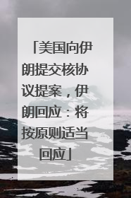 美国向伊朗提交核协议提案，伊朗回应：将按原则适当回应