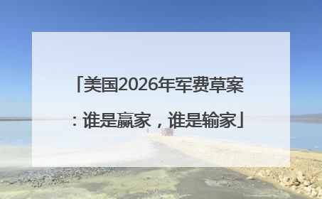 美国2026年军费草案：谁是赢家，谁是输家