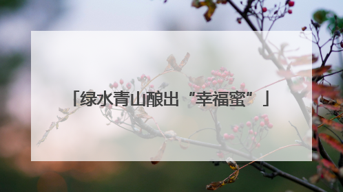 绿水青山酿出“幸福蜜”