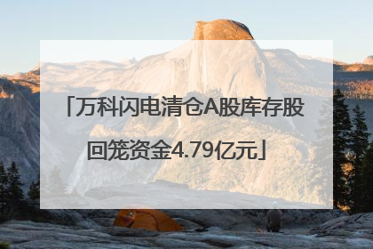 万科闪电清仓A股库存股 回笼资金4.79亿元