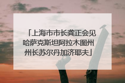上海市市长龚正会见哈萨克斯坦阿拉木图州州长苏尔丹加济耶夫