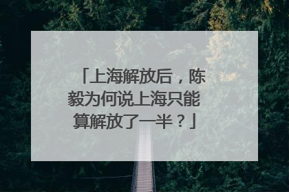上海解放后，陈毅为何说上海只能算解放了一半？