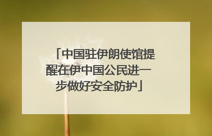 中国驻伊朗使馆提醒在伊中国公民进一步做好安全防护