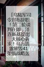 乌陆军司令宣布辞职！第二轮谈判在即，泽连斯基提出三大核心诉求！乌方透露摧毁41架俄战略轰炸机