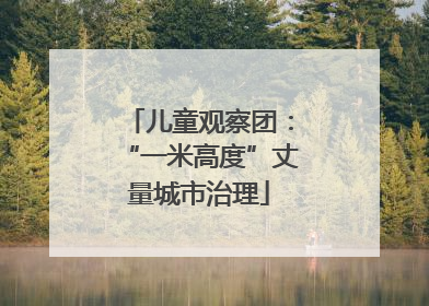 儿童观察团：“一米高度”丈量城市治理