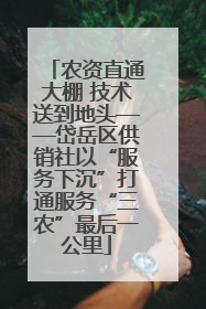 农资直通大棚 技术送到地头——岱岳区供销社以“服务下沉”打通服务“三农”最后一公里