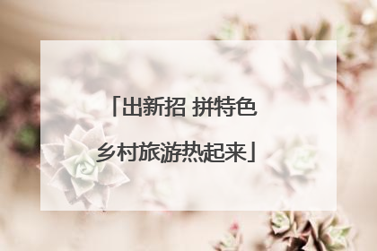 出新招 拼特色 乡村旅游热起来
