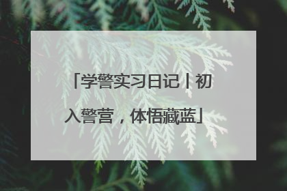 学警实习日记丨初入警营，体悟藏蓝
