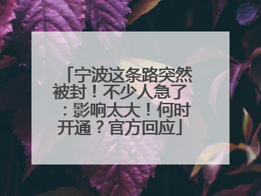 宁波这条路突然被封！不少人急了：影响太大！何时开通？官方回应