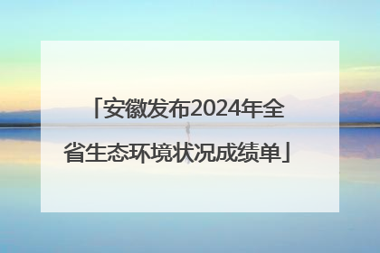 安徽发布2024年全省生态环境状况成绩单