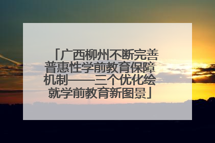 广西柳州不断完善普惠性学前教育保障机制——三个优化绘就学前教育新图景