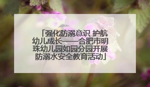 强化防溺意识 护航幼儿成长——合肥市明珠幼儿园如园分园开展防溺水安全教育活动
