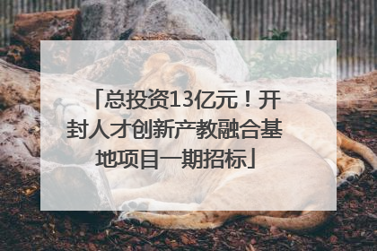 总投资13亿元！开封人才创新产教融合基地项目一期招标