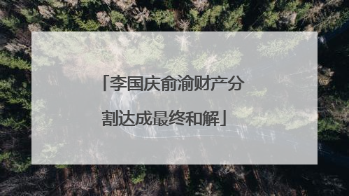 李国庆俞渝财产分割达成最终和解