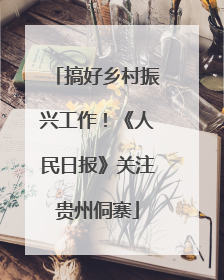 搞好乡村振兴工作！《人民日报》关注贵州侗寨