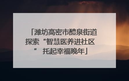 潍坊高密市醴泉街道探索“智慧医养进社区” 托起幸福晚年