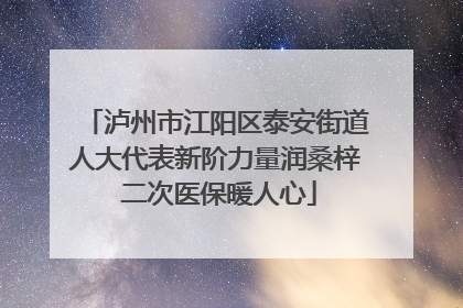 泸州市江阳区泰安街道人大代表新阶力量润桑梓 二次医保暖人心
