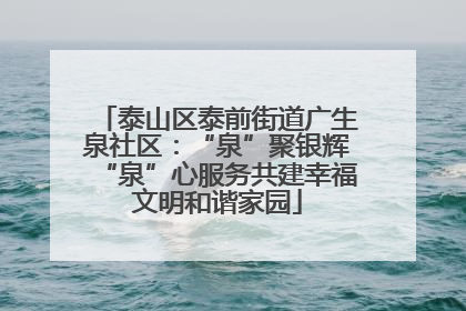 泰山区泰前街道广生泉社区：“泉”聚银辉“泉”心服务共建幸福文明和谐家园