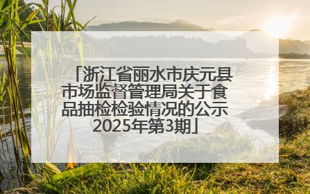 浙江省丽水市庆元县市场监督管理局关于食品抽检检验情况的公示2025年第3期