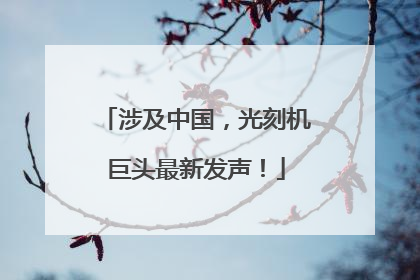 涉及中国，光刻机巨头最新发声！