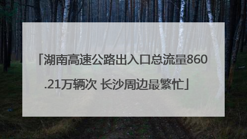 湖南高速公路出入口总流量860.21万辆次 长沙周边最繁忙