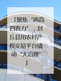 聚焦“两高四着力”，封丘县用农村产权交易平台撬动“大治理”