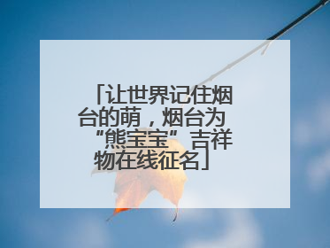 让世界记住烟台的萌，烟台为“熊宝宝”吉祥物在线征名