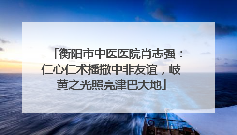 衡阳市中医医院肖志强：仁心仁术播撒中非友谊，岐黄之光照亮津巴大地