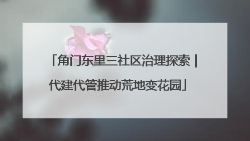 角门东里三社区治理探索｜代建代管推动荒地变花园