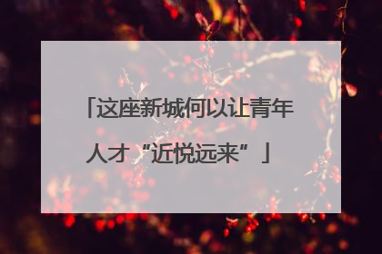这座新城何以让青年人才“近悦远来”