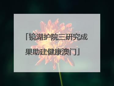 镜湖护院三研究成果助建健康澳门