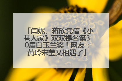 闫妮、蒋欣凭借《小巷人家》双双提名第30届白玉兰奖！网友：黄玲宋莹又相遇了