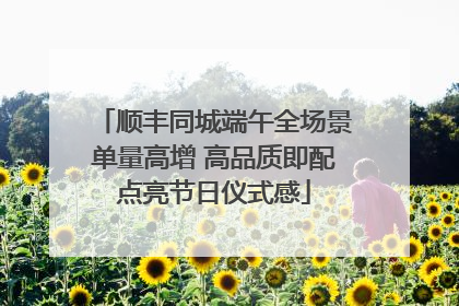 顺丰同城端午全场景单量高增 高品质即配点亮节日仪式感