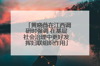 黄晓薇在江西调研时强调 在基层社会治理中更好发挥妇联组织作用