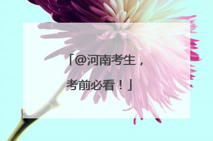 @河南考生，考前必看！
